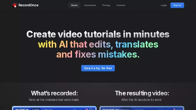Record Once — платная нейросеть   для создания видео. 