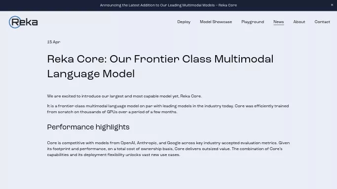 Reka Core — бесплатная нейросеть  , модели LLM. 