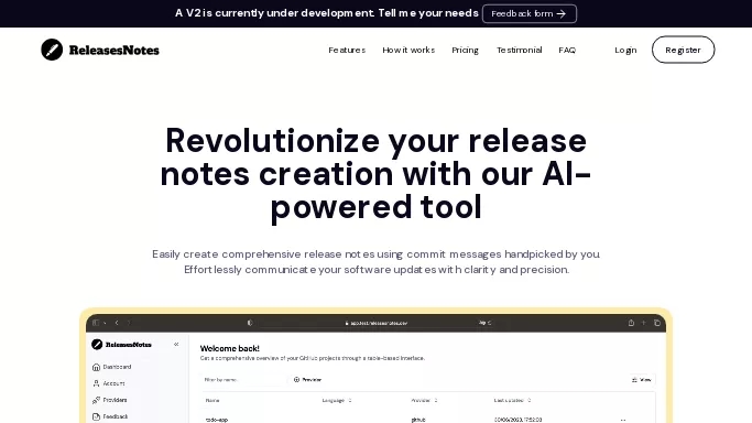 Releases Notes — бесплатная нейросеть   для написания текста. Бесплатная версия с ограниченным функционалом, есть платные тарифы.
