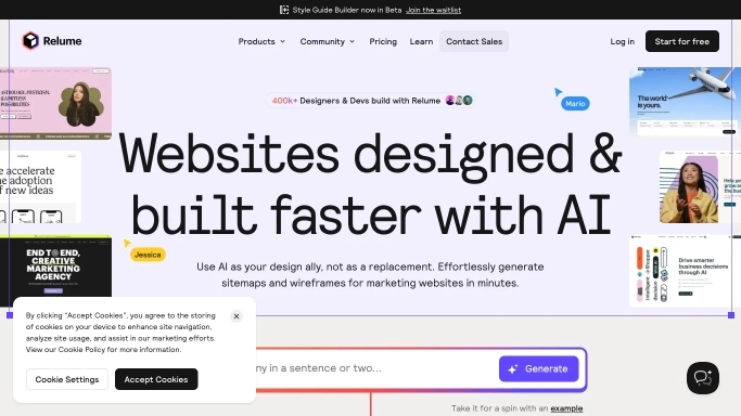 Relume AI — бесплатная нейросеть   для дизайна. Бесплатная версия с ограниченным функционалом, есть платные тарифы.
