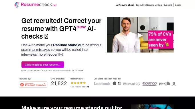 ResumeCheck AI — бесплатная нейросеть   помогающие в управлении персоналом,  для повышения продуктивности. Бесплатная версия с ограниченным функционалом, есть платные тарифы.