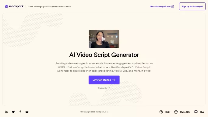 Sendspark — бесплатная нейросеть   для маркетинга. 