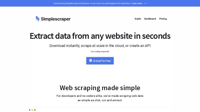 Simplescraper — платная нейросеть   для научно-исследовательской деятельности. 