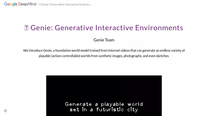 Genie by Deepmind — бесплатная нейросеть  undefined,  в играх, , модели LLM. 