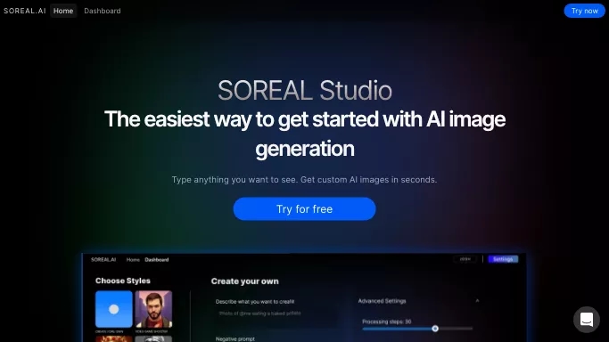 Soreal AI Studio — бесплатная нейросеть   для создания изображений. Бесплатная версия с ограниченным функционалом, есть платные тарифы.