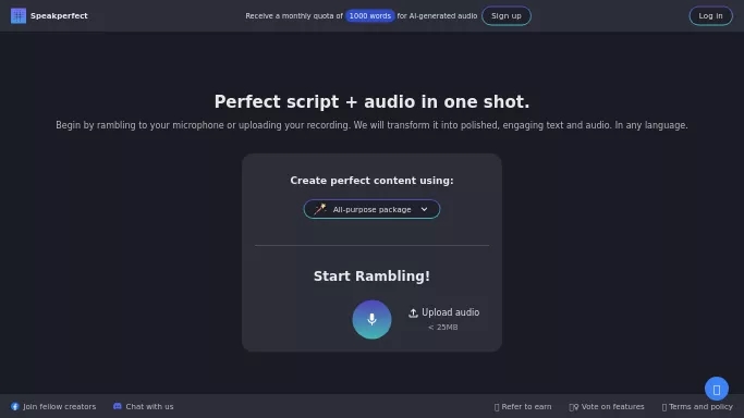 SpeakPerfect — бесплатная нейросеть   для редактирования аудио,  для создания голоса. 