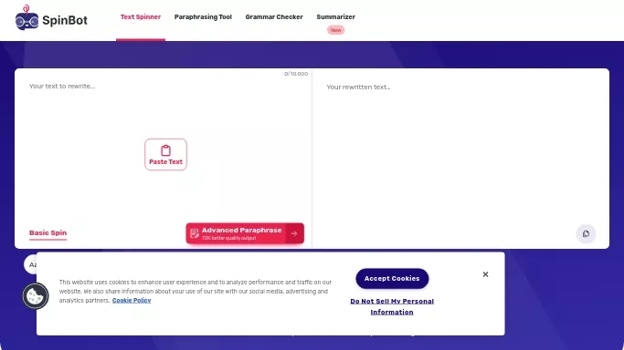 SpinBot — бесплатная нейросеть   для копирайтинга. 