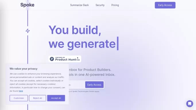 Spoke AI — бесплатная нейросеть   помогающие в управлении персоналом,  для повышения продуктивности. Бесплатная версия с ограниченным функционалом, есть платные тарифы.