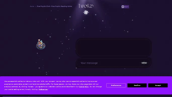 Tarotoo AI Psychic — бесплатная нейросеть   для развлечений,  для повышения продуктивности. 