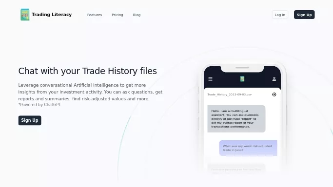 Trading Literacy — платная нейросеть   для работы с финансами. Бесплатная версия с ограниченным функционалом, есть платные тарифы.