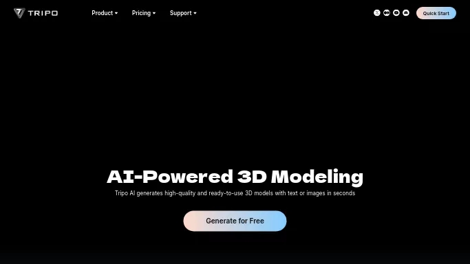 Tripo AI — платная нейросеть   для 3D и анимации. Бесплатная версия с ограниченным функционалом, есть платные тарифы.