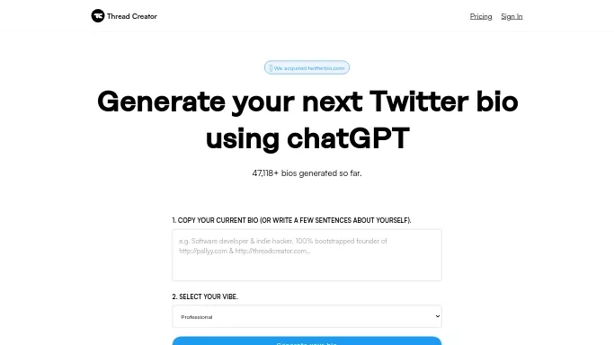 TwitterBio — бесплатная нейросеть   для SMM. 