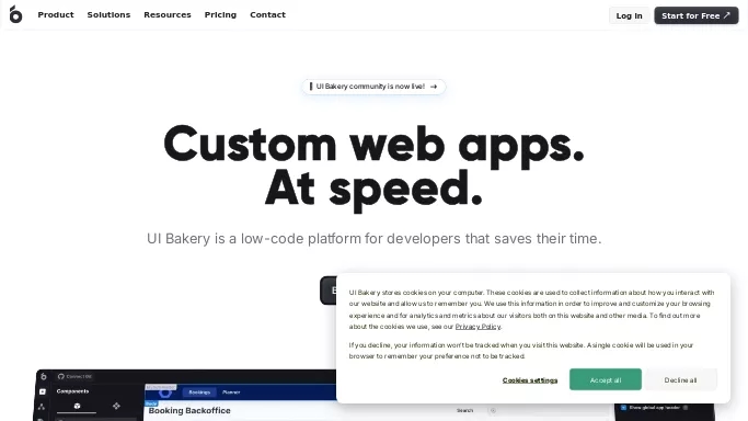 UI Bakery — бесплатная нейросеть   для no Code/Low Code разработки. Бесплатная версия с ограниченным функционалом, есть платные тарифы.