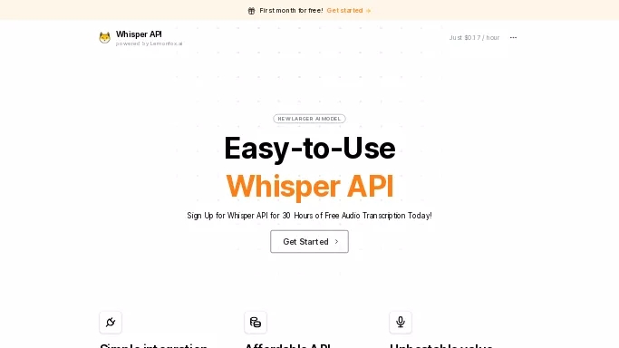 Whisper API — платная нейросеть   для транскрибации аудио и видео,  для повышения продуктивности,  для помощи в образовании. Бесплатная версия с ограниченным функционалом, есть платные тарифы.