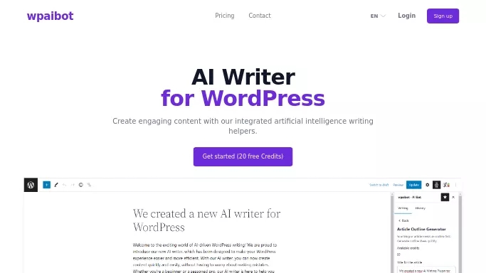 Wpaibot — платная нейросеть   для написания текста. Бесплатная версия с ограниченным функционалом, есть платные тарифы.