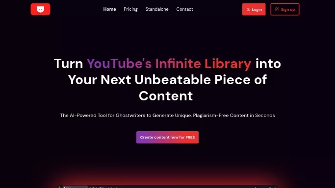 YT Copycat — бесплатная нейросеть   для транскрибации аудио и видео,  для повышения продуктивности,  для помощи в образовании. Бесплатная версия с ограниченным функционалом, есть платные тарифы.