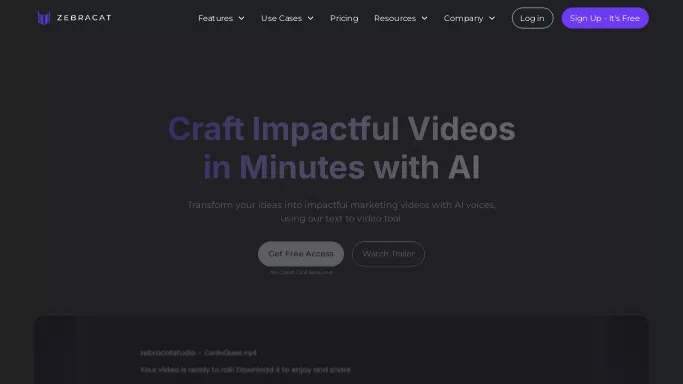 Zebracat — бесплатная нейросеть   для создания видео. Бесплатная версия с ограниченным функционалом, есть платные тарифы.