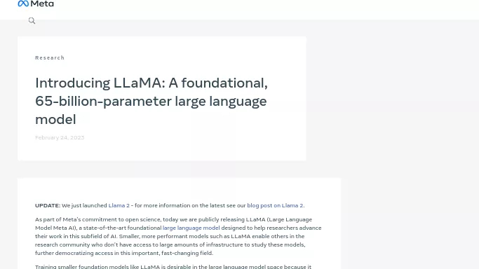 LLaMA (META) — бесплатная нейросеть  : ожидаемый в ближайшее время релиз. 