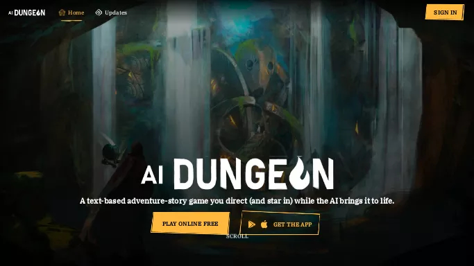 AI Dungeon — бесплатная нейросеть   в играх,  для сторителлинга. 