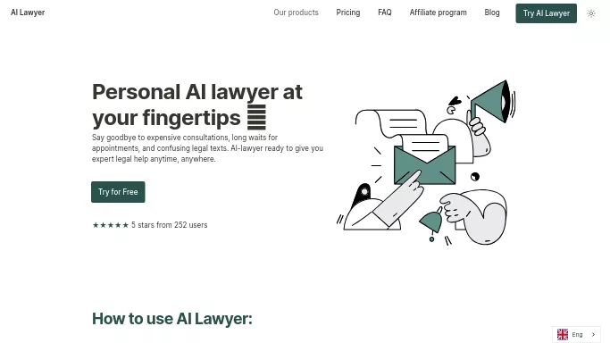 AI Lawyer — бесплатная нейросеть   в области права. Бесплатная версия с ограниченным функционалом, есть платные тарифы.