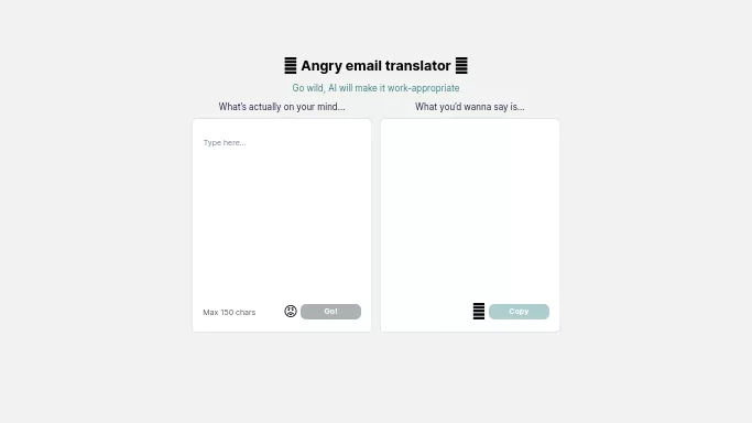 Angry Email Translator — бесплатная нейросеть   для развлечений,  для работы с электронной почтой. 