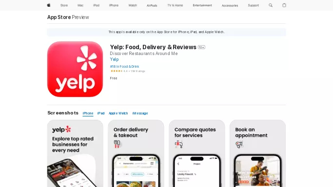 Yelp AI assistant — бесплатная нейросеть   — чат-бот,  для поиска. Бесплатная версия с ограниченным функционалом, есть платные тарифы.