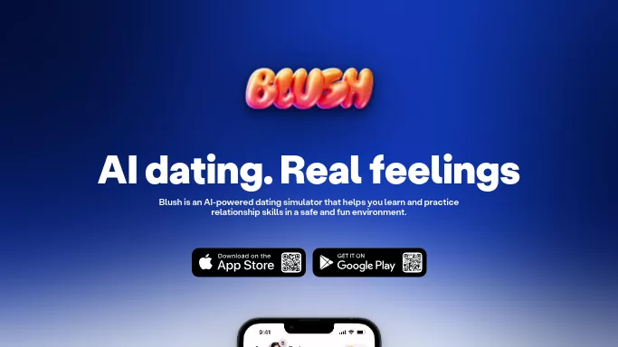 Blush AI — бесплатная нейросеть   для знакомств,  для повышения продуктивности. 