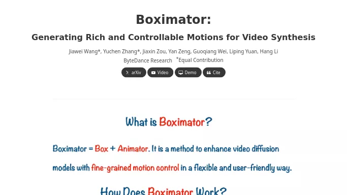 Boximator by ByteDance — бесплатная нейросеть  : ожидаемый в ближайшее время релиз. 