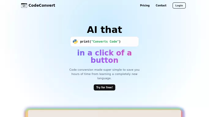 CodeConvert AI — бесплатная нейросеть   для разработки программного обеспечения. 