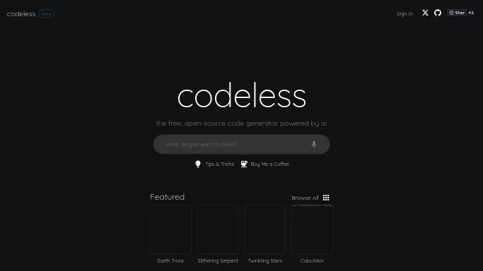 CodelessAI — бесплатная нейросеть   для разработки программного обеспечения,  для no Code/Low Code разработки. 