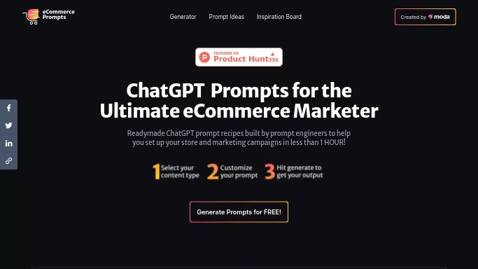 ECommerce Prompt Generator — бесплатная нейросеть   для маркетинга, , расширения ChatGPT. 