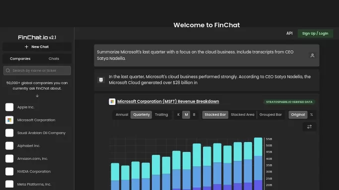 Finchat.io — бесплатная нейросеть   для работы с финансами. 