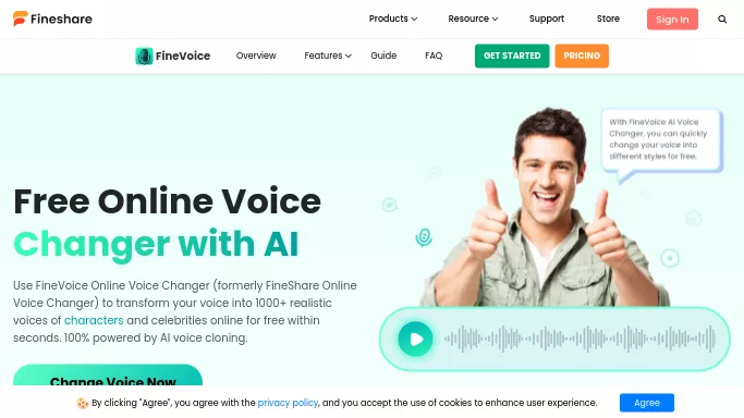 FineShare Online Voice Changer — бесплатная нейросеть   для развлечений,  для редактирования аудио. 