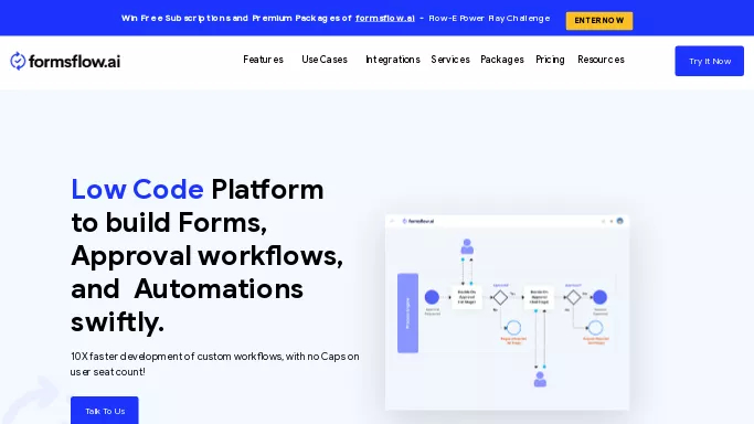 FormsFlow — платная нейросеть   для no Code/Low Code разработки, , автономные ИИ (AGI), для помощи в автоматизации. Бесплатная версия с ограниченным функционалом, есть платные тарифы.