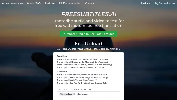 Free Subtitles AI — бесплатная нейросеть   для транскрибации аудио и видео,  для повышения продуктивности,  для помощи в образовании,  для редактирования видео. 