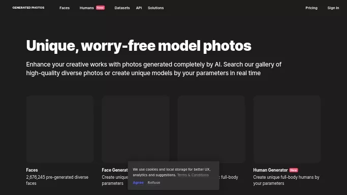Generated Photos — бесплатная нейросеть   для создания изображений. Бесплатная версия с ограниченным функционалом, есть платные тарифы.