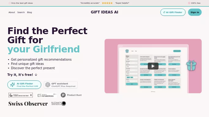 Gift Ideas AI — бесплатная нейросеть  — полезные ИИ. 