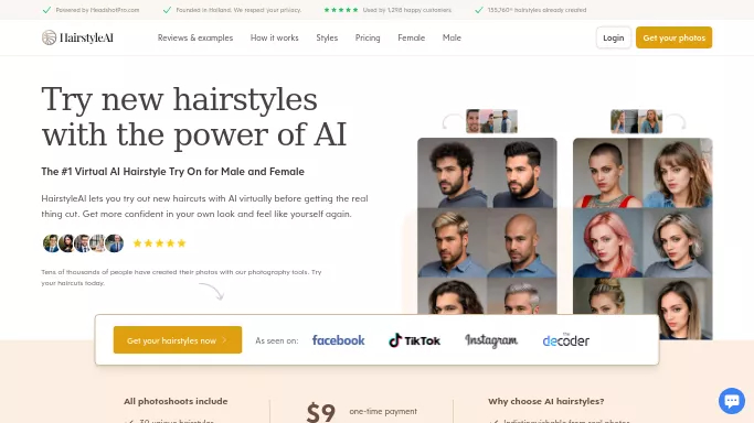 HairStyle AI — платная нейросеть   для развлечений,  для стиля и моды. Бесплатная версия с ограниченным функционалом, есть платные тарифы.