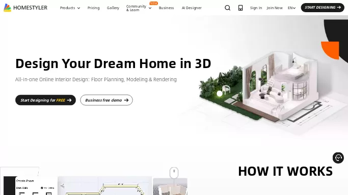 Homestyler AI — бесплатная нейросеть   для 3D и анимации. Бесплатная версия с ограниченным функционалом, есть платные тарифы.