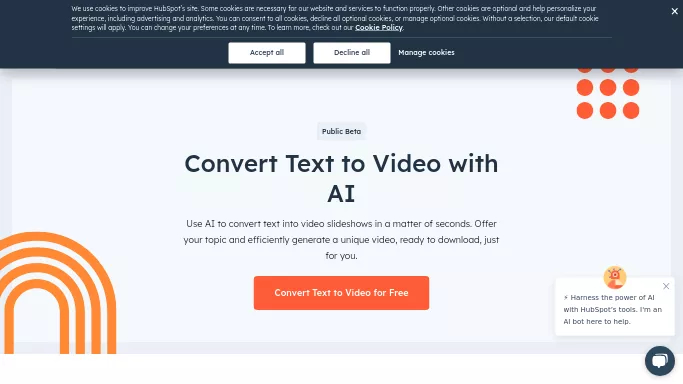 Text-to-Video by HubSpot — платная нейросеть   для создания видео. Бесплатная версия с ограниченным функционалом, есть платные тарифы.