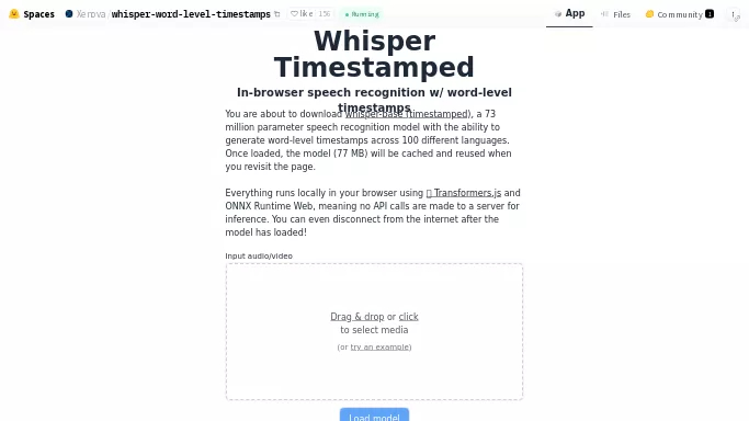 Whisper Timestamped — бесплатная нейросеть   для транскрибации аудио и видео,  для повышения продуктивности,  для помощи в образовании. 