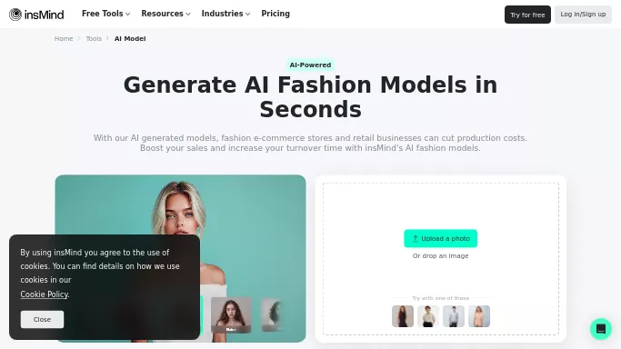 AI Fashion Models insMind — бесплатная нейросеть   для стиля и моды. Бесплатная версия с ограниченным функционалом, есть платные тарифы.