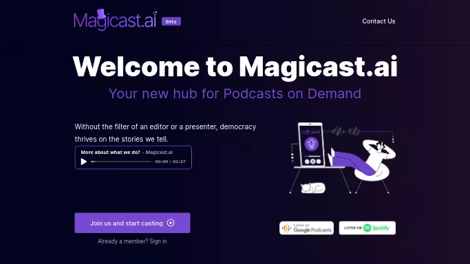 Magicast.ai — бесплатная нейросеть   для редактирования аудио,  для помощи в образовании. 