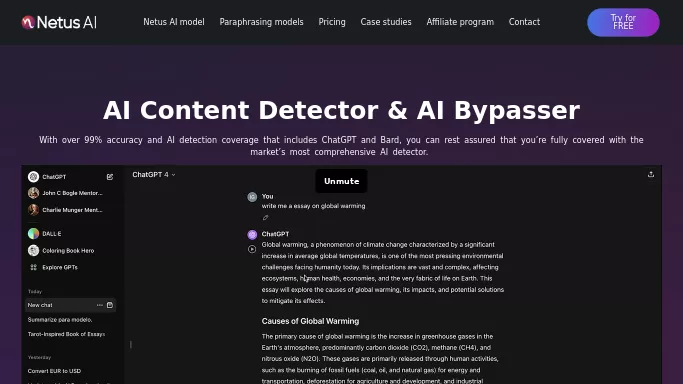 Netus AI — платная нейросеть   для копирайтинга,  для написания текста,  для определения ИИ. 