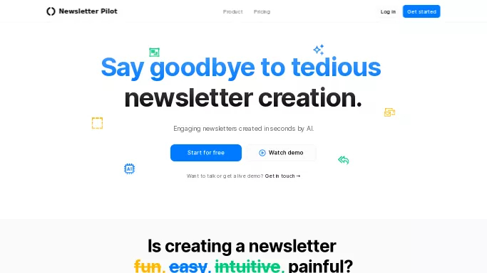 Newsletter Pilot — бесплатная нейросеть   для работы с электронной почтой,  для маркетинга,  для копирайтинга. Бесплатная версия с ограниченным функционалом, есть платные тарифы.