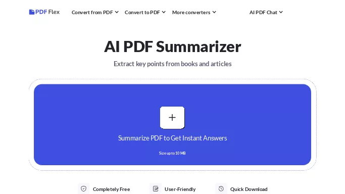 PDF Flex — бесплатная нейросеть   — чат-бот,  для суммаризации текста,  для повышения продуктивности,  для помощи в образовании,  для научно-исследовательской деятельности. 