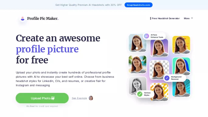 Profile Picture Maker — бесплатная нейросеть   для редактирования изображений,  для создания изображений,  для SMM. Бесплатная версия с ограниченным функционалом, есть платные тарифы.