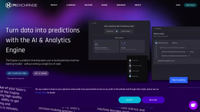 AI & Analytics Engine — бесплатная нейросеть   для no Code/Low Code разработки. Бесплатная версия с ограниченным функционалом, есть платные тарифы.