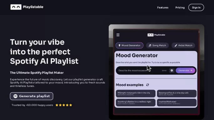 Playlistable — бесплатная нейросеть   для создания музыки. Бесплатная версия с ограниченным функционалом, есть платные тарифы.