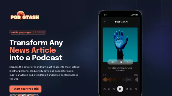 PodStash — бесплатная нейросеть   для редактирования аудио,  для суммаризации текста,  для повышения продуктивности,  для помощи в образовании. Бесплатная версия с ограниченным функционалом, есть платные тарифы.